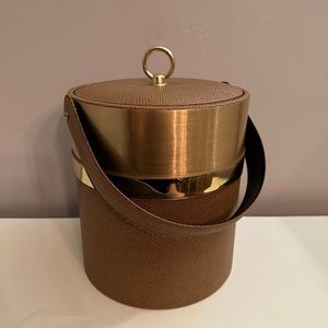 Mid Century Modern Italian Faux Leather Ice Wine Bucket 1960s retro bar